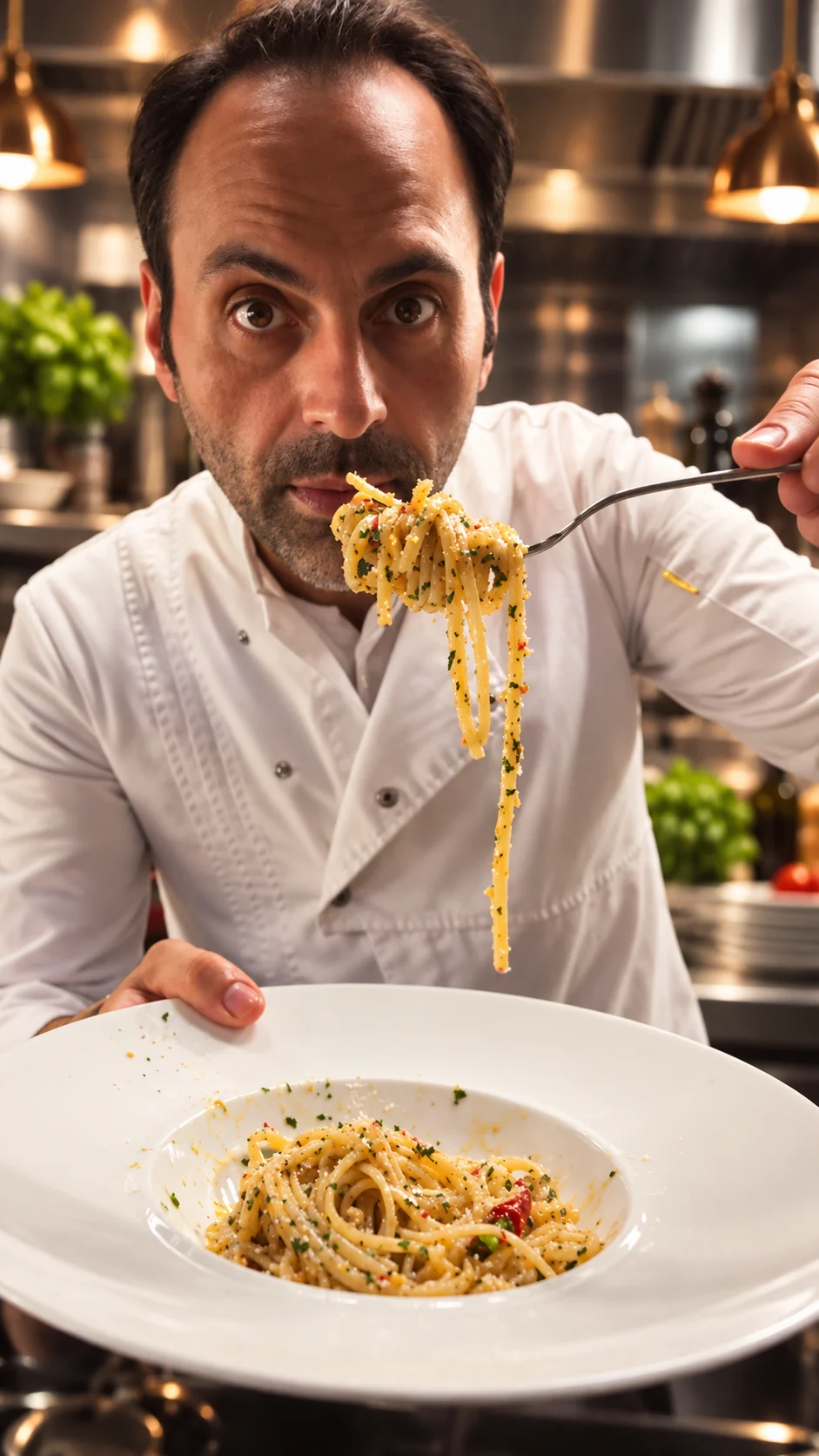 Pietro Parisi con pasta